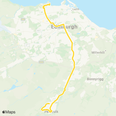 Lothian Buses Penicuik - Edinburgh map