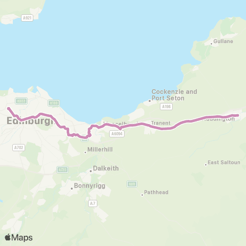 EastCoastbuses Dunbar or Haddington - Queen Mary Uni map