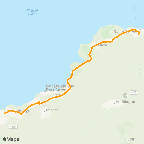 EastCoastbuses Musselburgh - North Berwick HS map