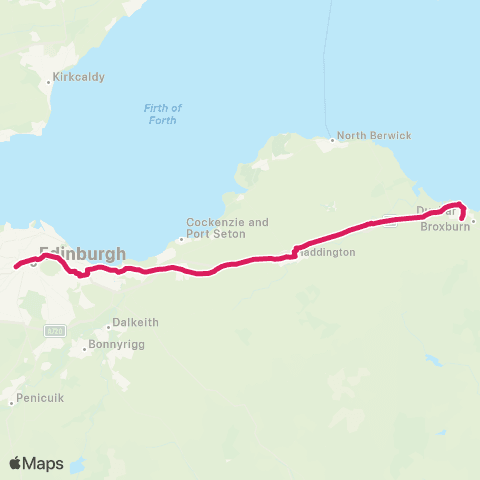 EastCoastbuses Dunbar - Edinburgh Express map