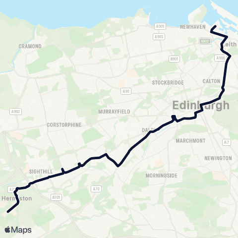Lothian Buses Ocean Terminal - Heriot Watt Campus map