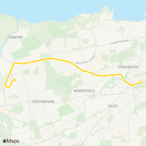 Lothian Buses Frederick Street - East Craigs Centre map