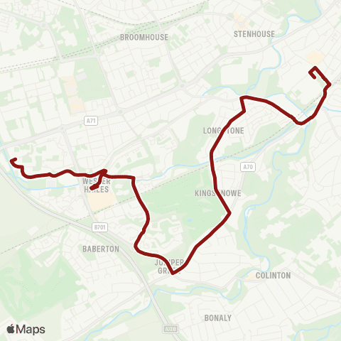 Lothian Buses Corn Exchange - Calder Crescent map
