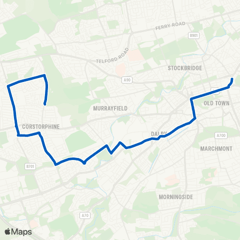 Lothian Buses Leith Street - Clerwood Park map