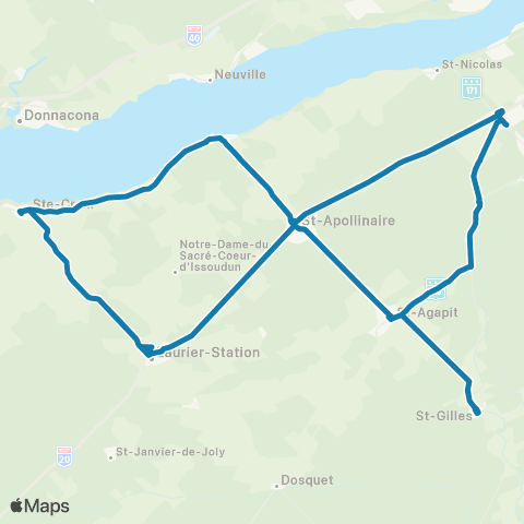 Express Lotbinière Terminus Lagueux – Lotbinière map