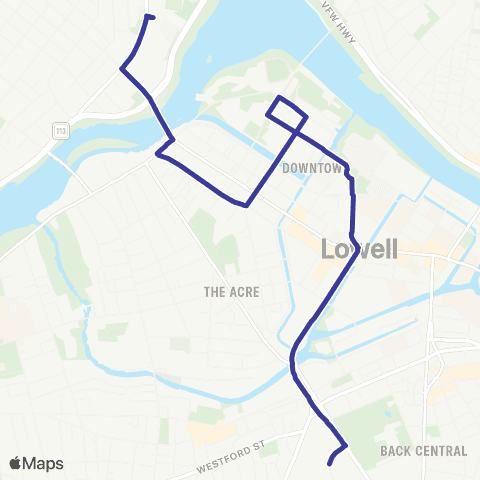 Lowell RTA Orange Line / UMass Lowell North map