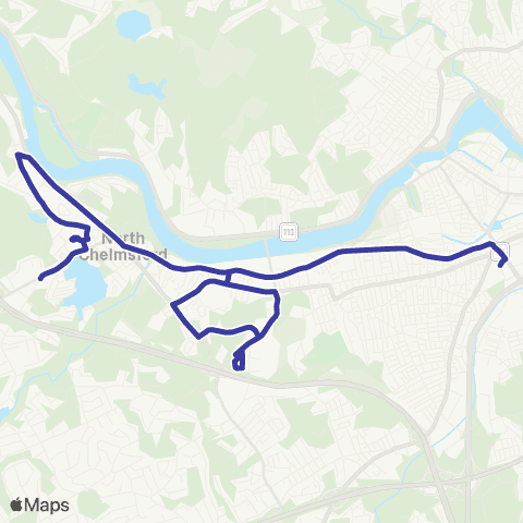 Lowell RTA North Chelmsford via Middlesex Street map