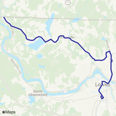 Lowell RTA Dracut / Tyngsboro map