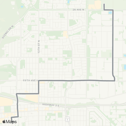 Lethbridge Transit 5 Avenue North map