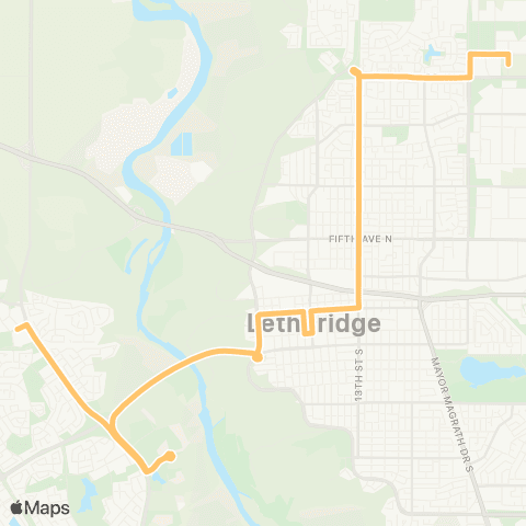 Lethbridge Transit cityLINK Gold map