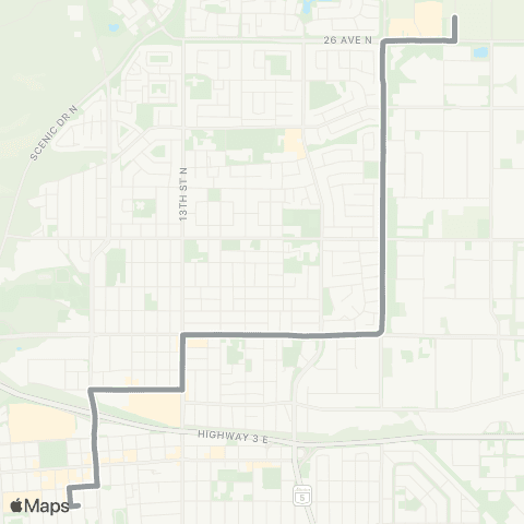 Lethbridge Transit 5 Avenue North map