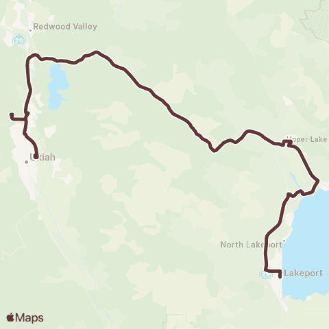 Lake Transit Authority Lakeport – Ukiah map