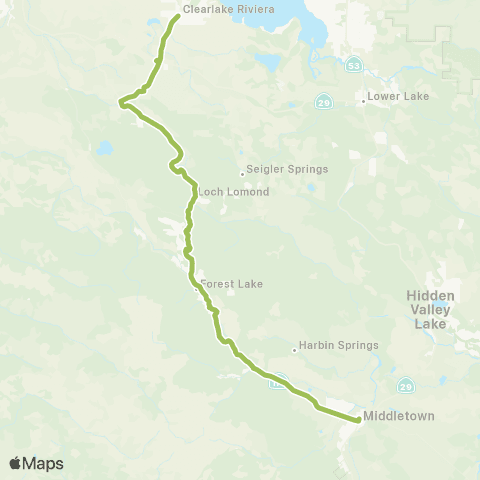 Lake Transit Authority Highway 175, Kit’s Corner to Middletown map