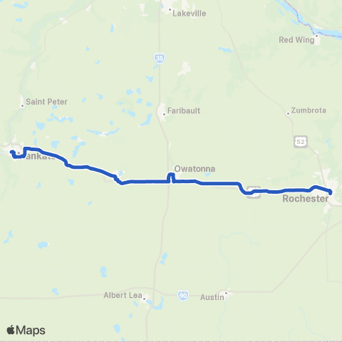 Land to Air Express Mankato - Rochester map