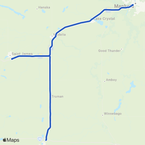 Land to Air Express Mankato - Fairmont map