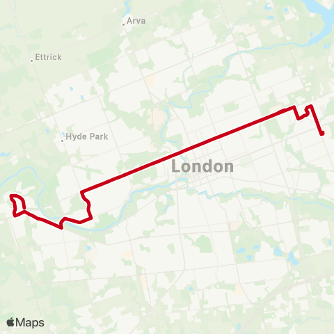London Transit Argyle Mall to Byron/Riverbend map