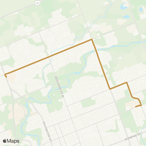 London Transit Fanshawe College to Masonville Place map