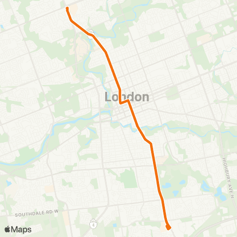 London Transit Masonville Place – White Oaks Mall Exp map