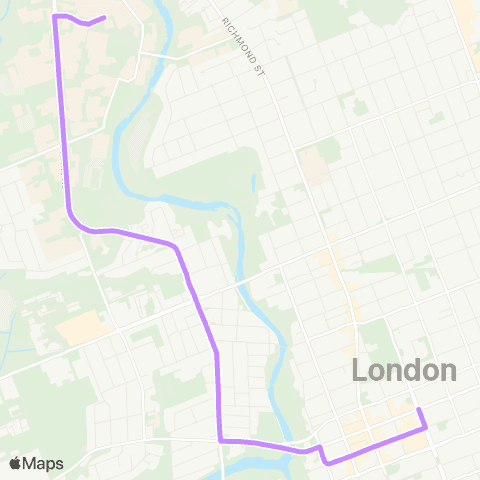 London Transit Downtown to Natural Science map