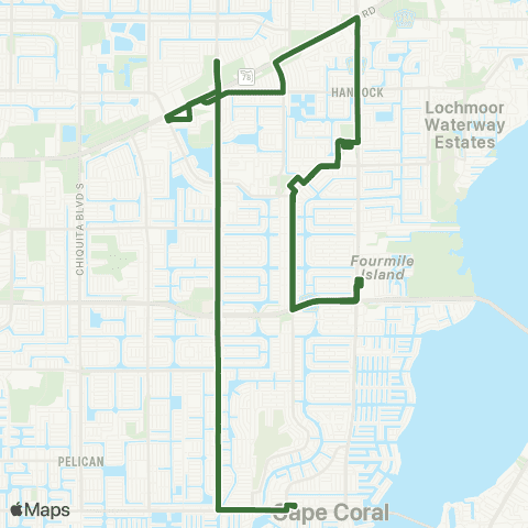 LeeTran Cape Transfer Center to Coralwood Mall map