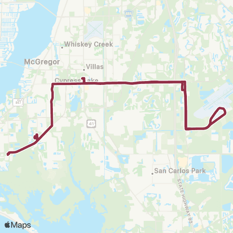 LeeTran S W Florida Airport to Beach P&R map