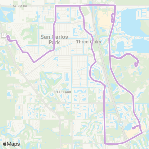 LeeTran US 41 and Constitution to Gulf Coast Town Ctr map