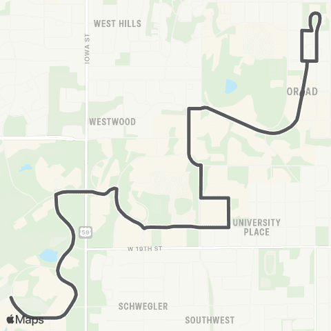 Lawrence Transit Evening Campus Circulator map