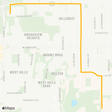 Lawrence Transit 7th St-KU map
