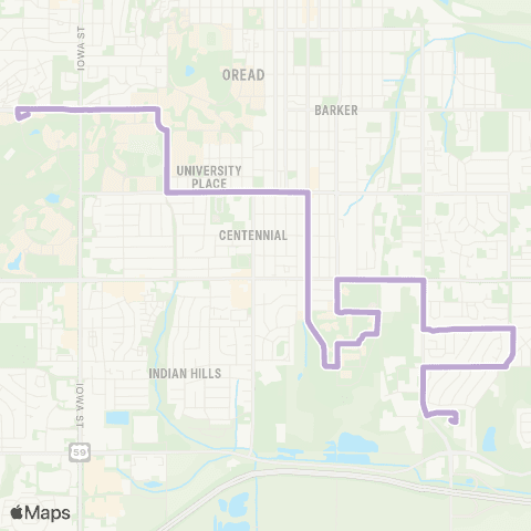 Lawrence Transit Central Sta-Peaslee Tech via KU / HINU map