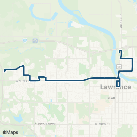 Lawrence Transit Rock Chalk Park-N Lawrence via Downtown map