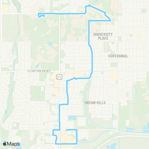 Lawrence Transit Central Station-31st / Iowa via KU map