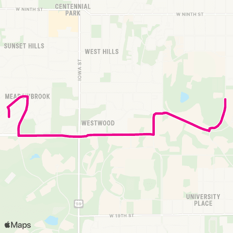 Lawrence Transit Bob Billings / Crestline-KU map
