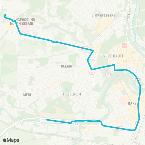 Ville de Luxembourg Gare Centrale routière - Hollerich, P+R Bouillon map