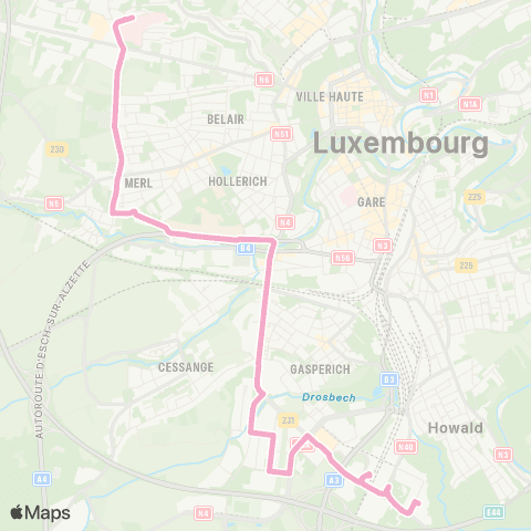 Ville de Luxembourg Hollerich, P+R Bouillon - CH map