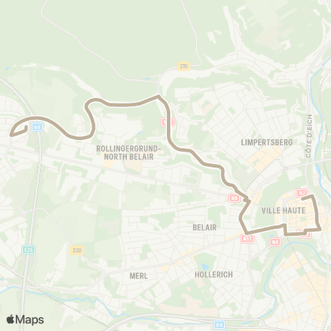 Ville de Luxembourg Badanstalt - Strassen, Oricher-Hoehl map