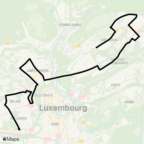 Lignes Scolaires AVL Merl, Geesseknäppchen (S) - Antoine de St Exupéry map