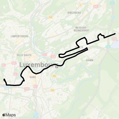 Lignes Scolaires AVL Merl, Geesseknäppchen (S) - Cents, Waassertuerm map