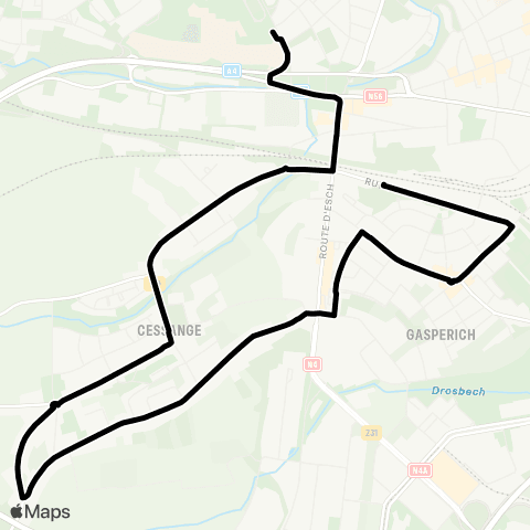 Lignes Scolaires AVL Merl, Geesseknäppchen (S) - Hollerich, Gare rout. map