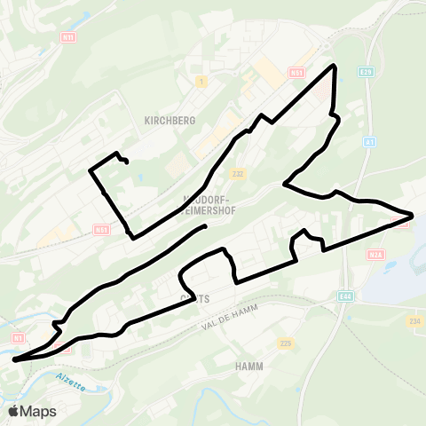 Lignes Scolaires AVL École européenne - Neudorf, Kierch map