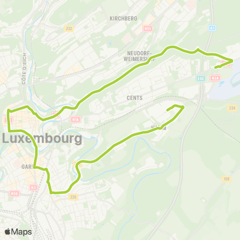 Ville de Luxembourg Cents, Waassertuerm - Hamm, Rue de Bitbourg map