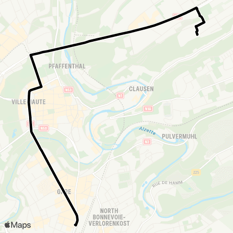 Lignes Scolaires AVL Ecole Ste Sophie - Gare Centrale routière map