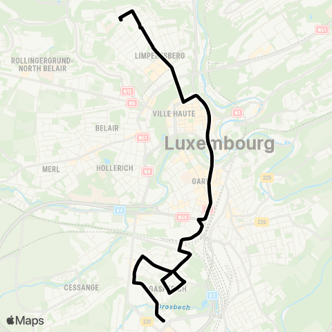 Lignes Scolaires AVL Gasperich, Charles Darwin - L.T.C. map