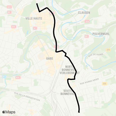 Lignes Scolaires AVL Bonnevoie, Lycée Technique de Bonnevoie / Quais - Fondation Pescatore map
