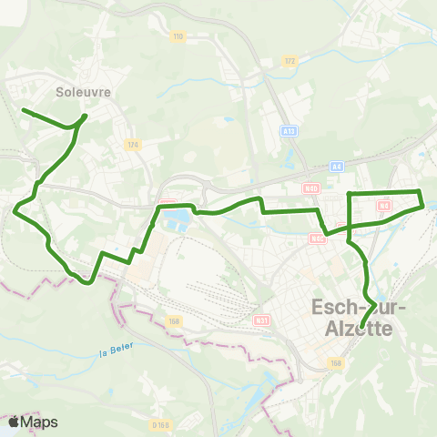TICE Esch-s/-Alzette, Gare rout. - Soleuvre, Kuss map