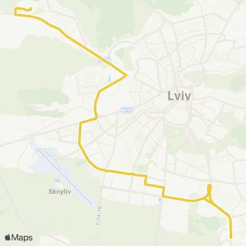 Lviv Bus Пр. Червоної Калини - вул. Величковського map