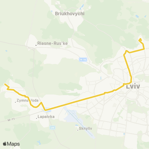 Lviv Bus Вул. Щурата - селище Рудно map