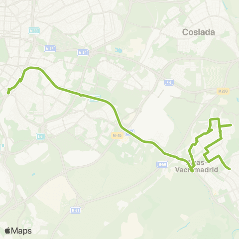 Autobuses Interurbanos Madrid (Méndez Álvaro) - Rivas (Bellavista) map