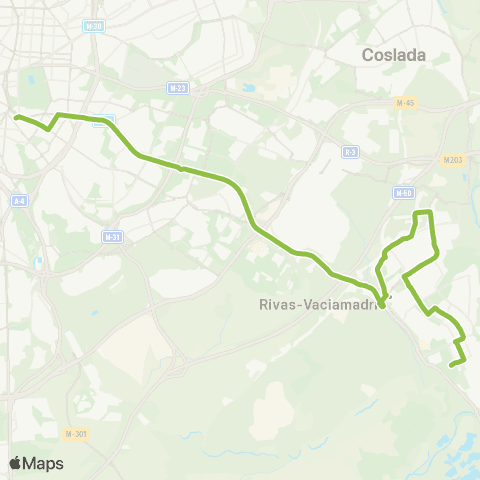 Autobuses Interurbanos Madrid (Atocha) - Rivas (Covibar) - Rivas Futura map