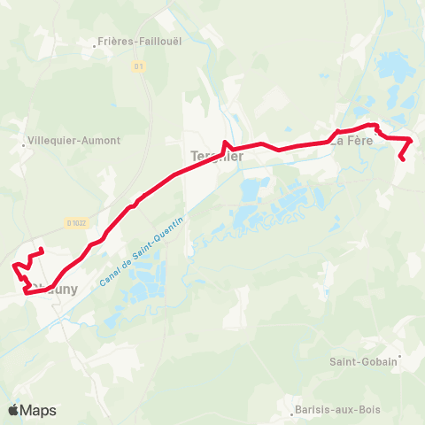 Lyneo Chauny Univers - Tergnier Gare - Charmes Mairie map