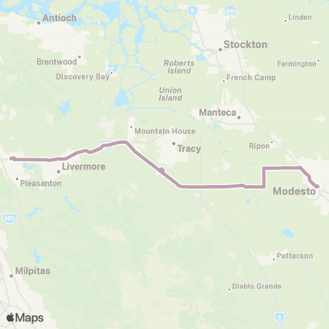 The S BART - Modesto map